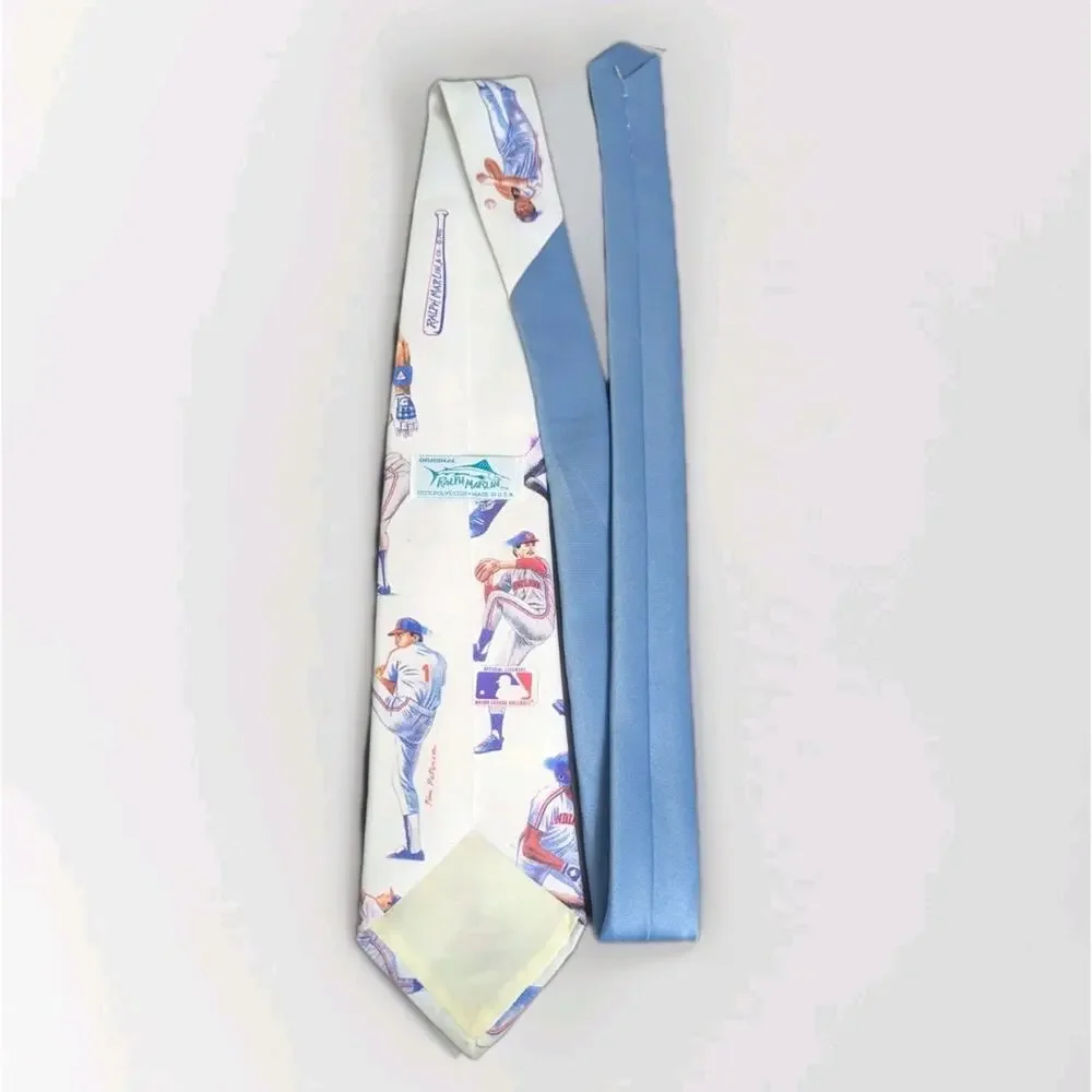 Vintage 1991 Ralph Marlin Tim Peterson Cleveland Indians Neck Tie USA Logo White - Picture 2 of 3